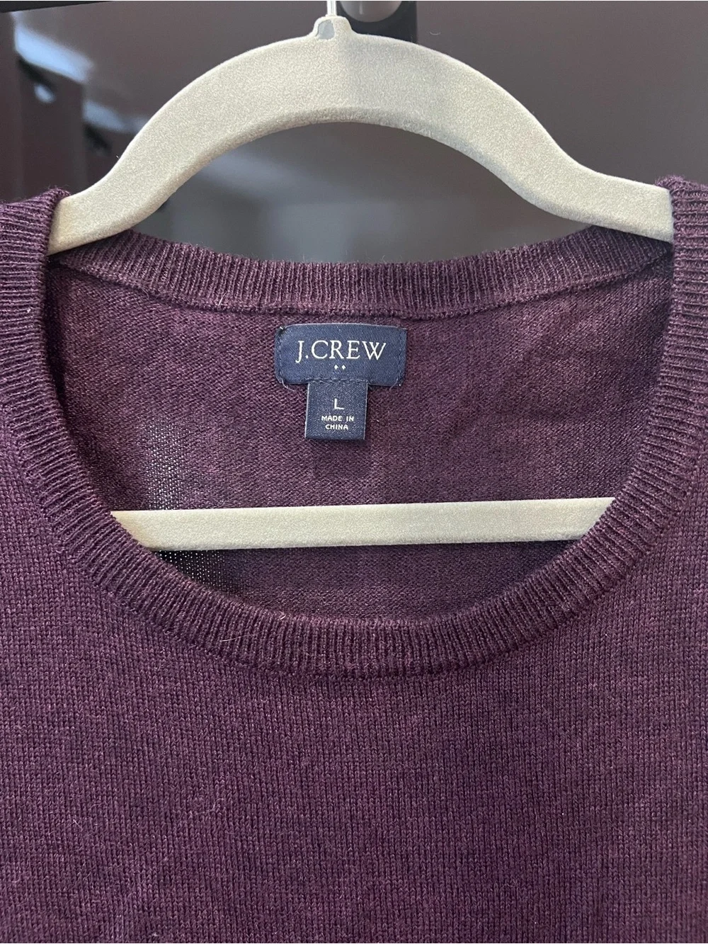J.Crew Men's Crewneck Sweater - Deep Plum L, wool blend